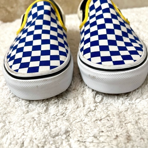 VANS Customs Team Simplr Classic Slip On Blue yellow Checkerboard Rare women’s 7 - Picture 4 of 9